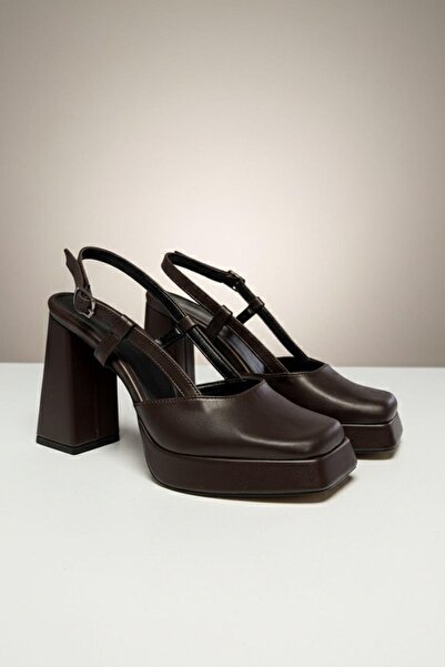 Preshley Women's Asena Acıkahve 10 cm Platform Heeled Shoes
