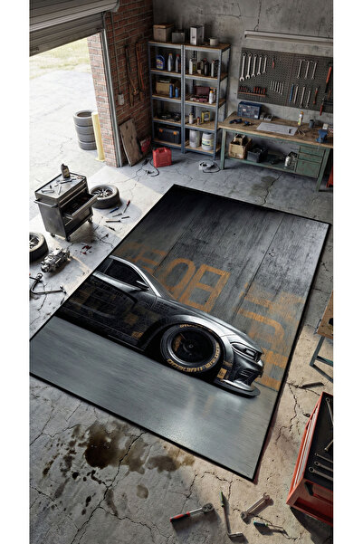 RUGRUMBA Kaymaz Taban Makinede Yıkanabilir Araba Desenli Gamer Genç Odası Halısı