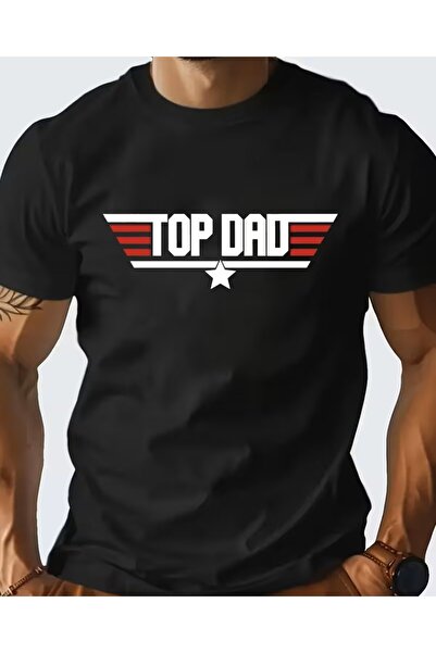 LELVANİ Ανδρικό μπλουζάκι με στάμπα  "Top Dad " σε μαύρο χρώμα