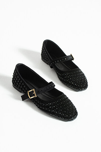 Bayramoğlu Stoned Buckle Women's Ballerina Shoes Stylish and Comfortable Orth...