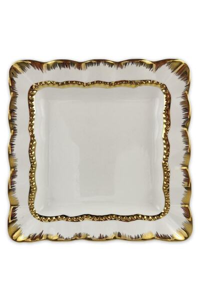 Deco Home Roy King Diamond Kare Mini Porselen Sunum Tabağı 20 Cm Gold – Hs-15...