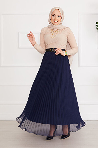 EBRUTESETTÜR The Skirt Is a Flared Hijab Skirt, Tulle Skirt, Navy Blue.