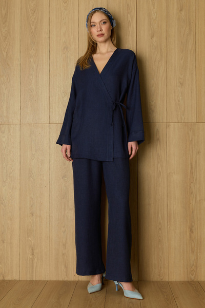 Fulla Moda Σετ κιμονό 2 τεμαχίων Fullamodest με δεσίματα στο πλάι