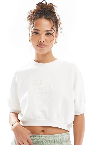 Nike Crop Loose Fit French Terry Top cu mânecă scurtă pentru femei croială la...