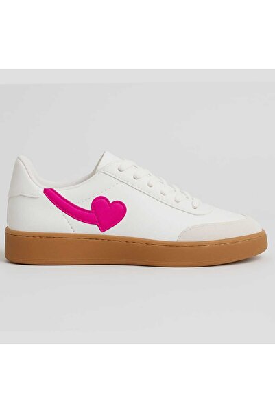 amazoondesing Pink Heart Printed Rubber Look Lace-Up Girls' Sports Shoes and ...