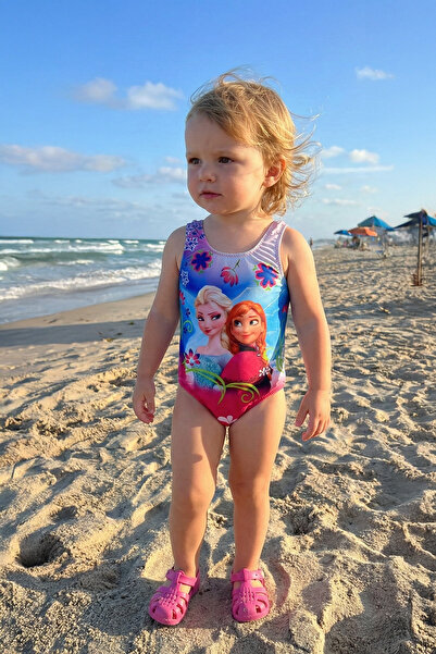 LUESS Момичешки бански костюм с принт от „Замръзналото кралство“ (8 до 12 год...