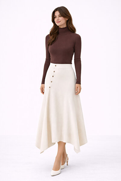 Paw Garage Women's Thessaloniki Fabric Front Buttoned Long Skirt