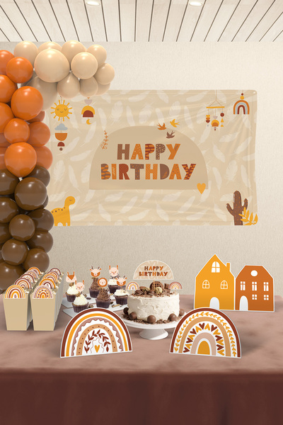 Hey Parti Rainbow Themed Birthday Decoration Party Set - Happy Birthday Conce...