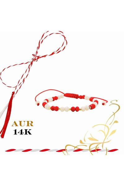 OEM Martisor bracelet with 14k gold beads and crystals