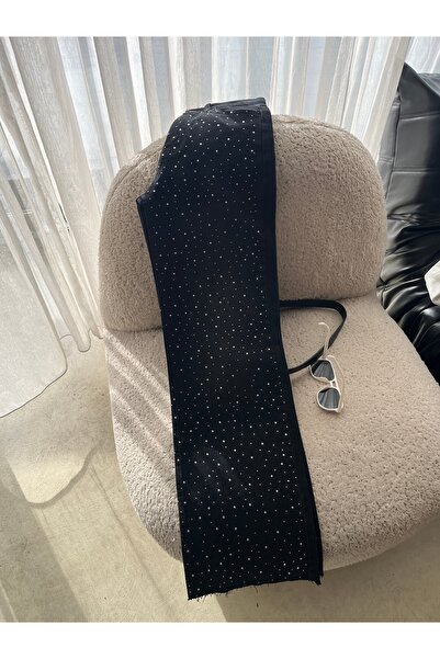 Bluezoni Women's Black Straight Shiny Stone Special Design Jean Denim Trousers