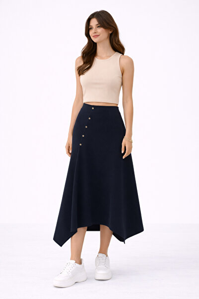 Paw Garage Women's Thessaloniki Fabric Front Buttoned Long Skirt