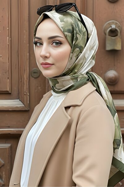 İmajButik Khaki Patterned Soft Digital Cotton Shawl