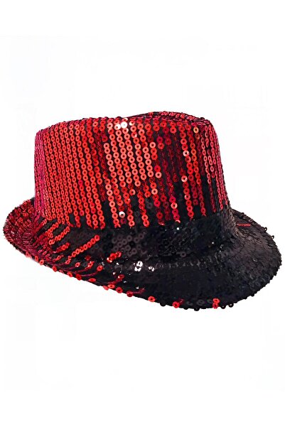 PARTİ SEPETİ Pălărie de petrecere cu paiete negre și roșii