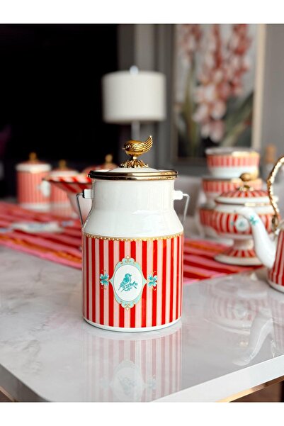 CREARTHOME Bellisima Emaye Otantik Bakraç 2 Lt Kuş Desen