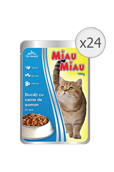 Friskies Υγρή τροφή για γάτες Miau Miau, 24x100g, Σολομός