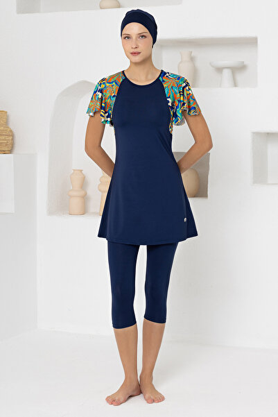 MARESİVA Мони Стреч къс ръкав скромен бански костюм 2604