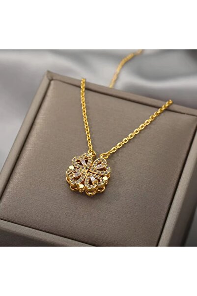 Choice N03244G-2 Four Leaf Clover Stainless Steel Necklaces For Women Green Z...