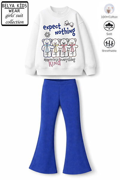 Belya Kids Wear Girl's 3-Piece Teddy Bear Design Top 3 Thread Cotton Non-Brus...