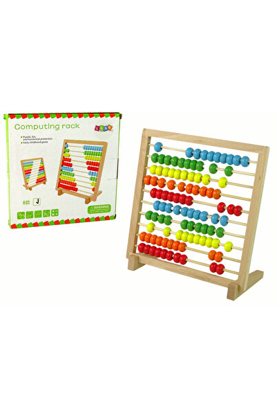 LEAN Wooden abacus with colored balls, 10 rows (100 balls), foldable, 20.5 cm...