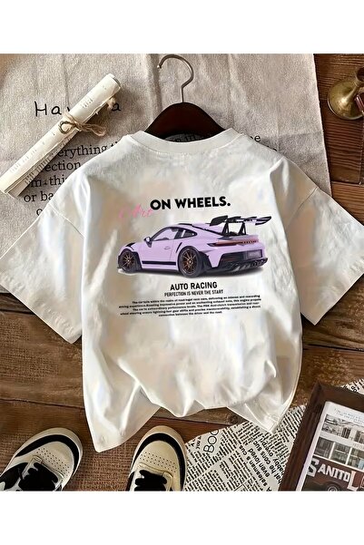 LELVANİ TRICOU ALB CU IMPRIMEU AUTO MOAROȘITĂ PENTRU FEMEI