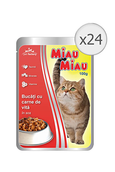 Friskies Wet cat food Miau Miau, 24x100g, Beef