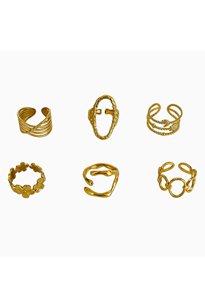 Choice resizable 6pcs Peri'sbox 6pcs Simple Fashion Stainless Steel Gold Plat...