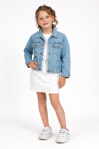 BEREKET BABY Girl's Light Blue Denim Jeans Jacket – with Pockets, Relaxed Fit...