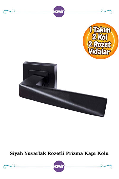 Kawin Set de mânere pentru ușă de cameră cu rozetă pătrată cu prismă neagră m...