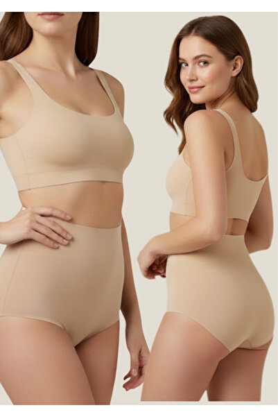 QKK Laser Cut Non-Marking High Waist Long Slip 2-Piece Corset - 1 Size Shapin...