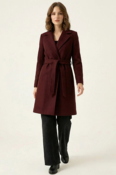 nedo7 Belted Coat 9171 - Claret Red