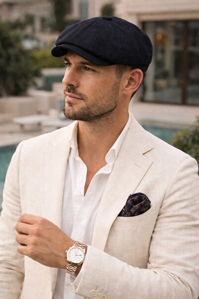 awix Men's 100% Cotton Linen Fabric Summer 8-Piece Peaky Blinders Style Cap