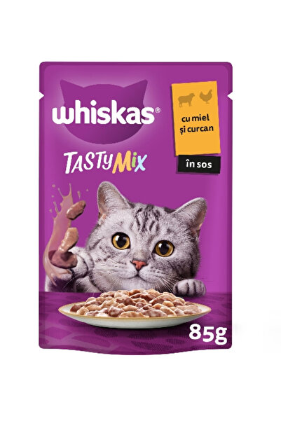 Whiskas Υγρή τροφή για γάτες, Tasty Mix, αρνί και γαλοπούλα σε σάλτσα, 28 x 85 g