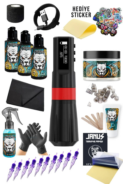 Tattoo RED DRAGON Kablosuz Oled Ekran Dövme Makinesi Seti - Dövme Makinesi Seti