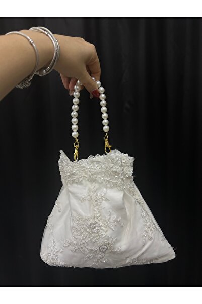 Bridal Luxe Gelin kesesi taşlı pullu dantelli
