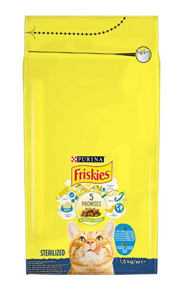 Friskies Sterilised Dry Cat Food, Salmon & Vegetables, 1.5 Kg