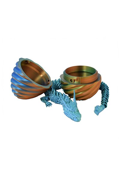 Sani Figurine Sani, Dragon in Spiral Egg 90 x 120 mm, Blue, Yellow, Light Blue