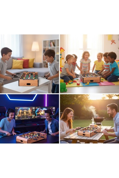 Kuzey Tacı Premium Ahşap Masa Üstü Langırt Oyun Seti – Taşınabilir Mini Futbo...