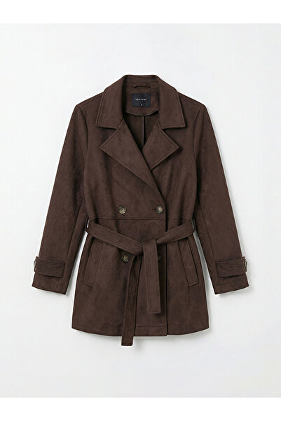 LC Waikiki Коричневий оверсайз жіночий тренч з круазеним коміром