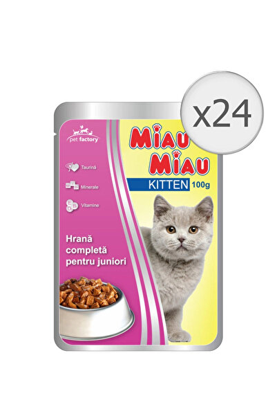 Friskies Υγρή τροφή για νεαρές γάτες, Miau Miau, Κοτόπουλο, 24x100g