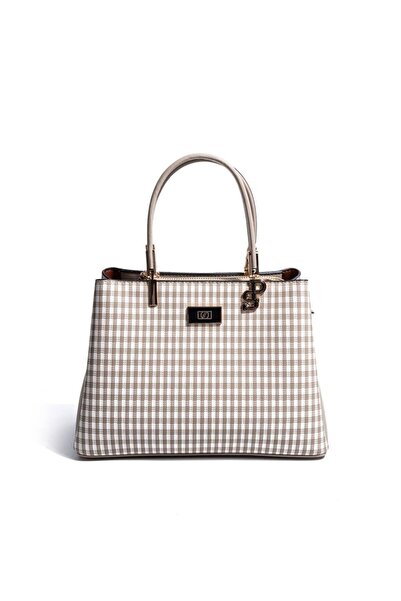 Silver Polo Silver & polo sp1098 women's handbag - plaid line square sand beige