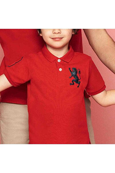 Giordano Kids’ Slim Fit Lion Embroidered Cotton Polo