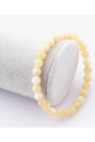 Taşmir Certified Calcite Natural Stone Bracelet 6 mm Round Cut