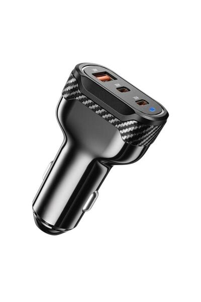 Enshall 78W Hızlı şarj Destekli 2x Type-C 1x USB Girişli Araç Çakmaklık Hızlı...