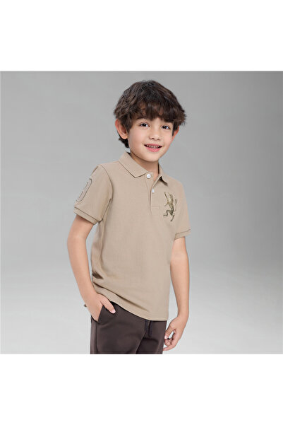 Giordano Kids’ Slim Fit Lion Embroidered Cotton Polo