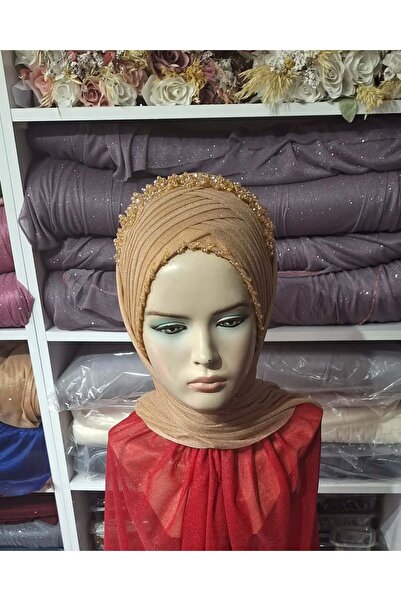 semahazırduvak gold simli işleme detaylı aksesuarlı model hazır türban hazır ...