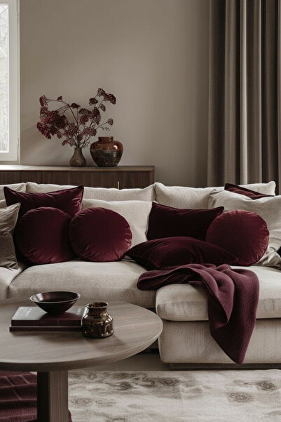 JACA Yuvarlak Daire Görünümlü Büyük Boy Yastık Kadife Yumuşak Kırlent Minder ...