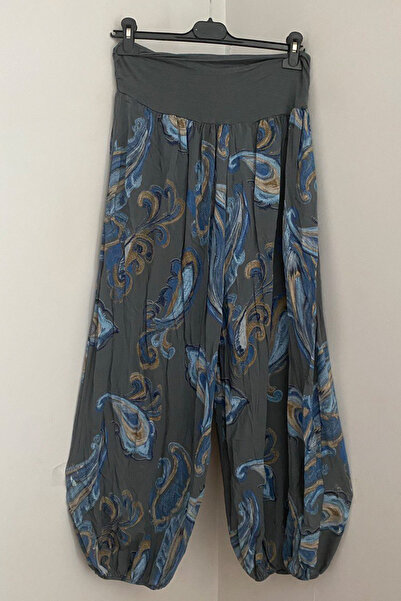 AYASOFYA OTANTIK Women's Italian Anthracite Shawl Patterned Viscose Casual Ba...