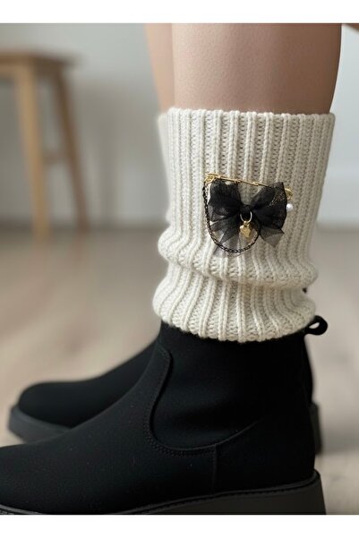 SERENA BD Charm eklentili çengel broş siyah tül fiyonk aksesuar