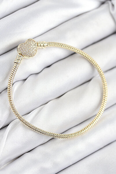 lowell home Brass Charm Zircon Stone Heart Model Gold Color Women's Bracelet