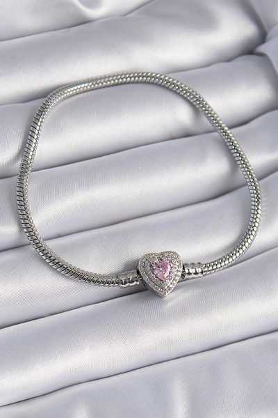 lowell home Brass Zircon Stone Heart Figure Charm Model Women's Bracelet